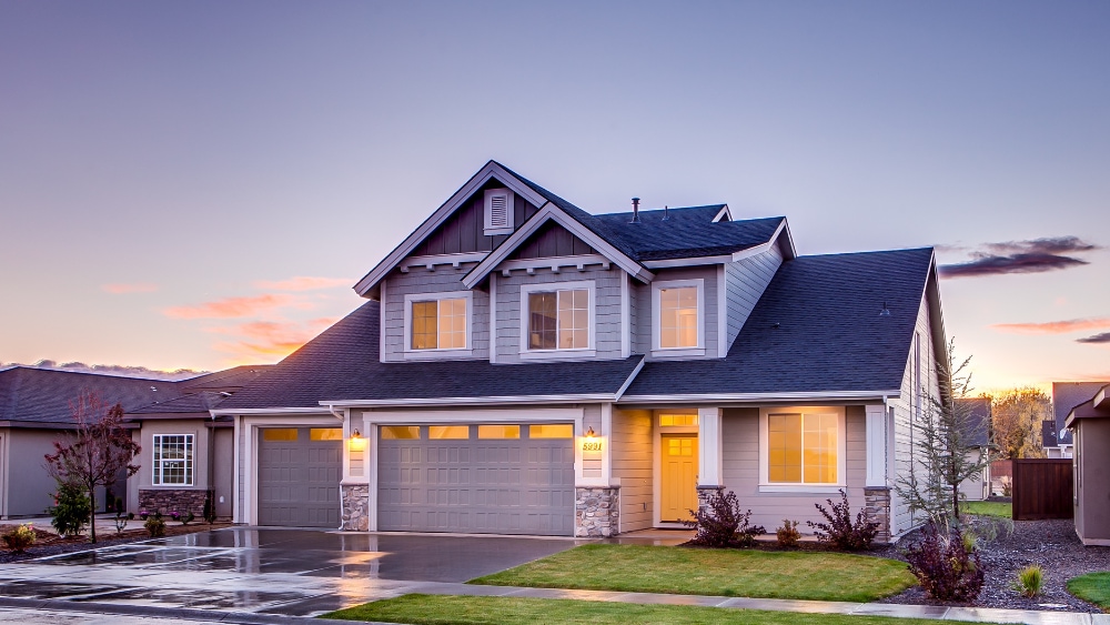 A nice house at sunset.