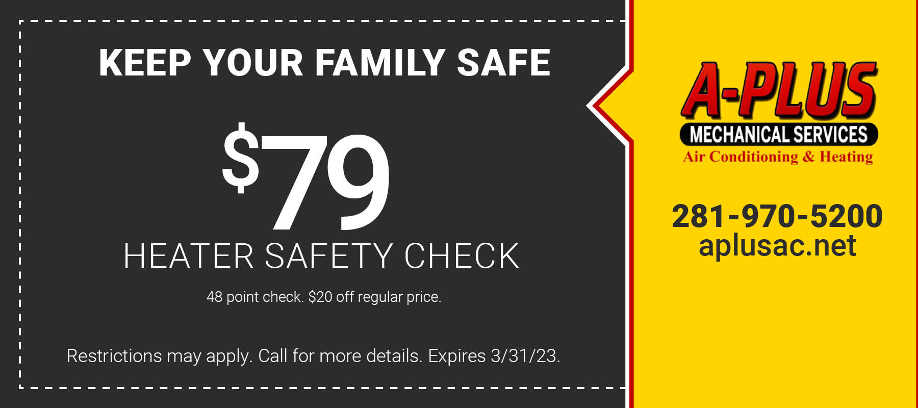 Keep your family safe $79 Heater Saftey Check