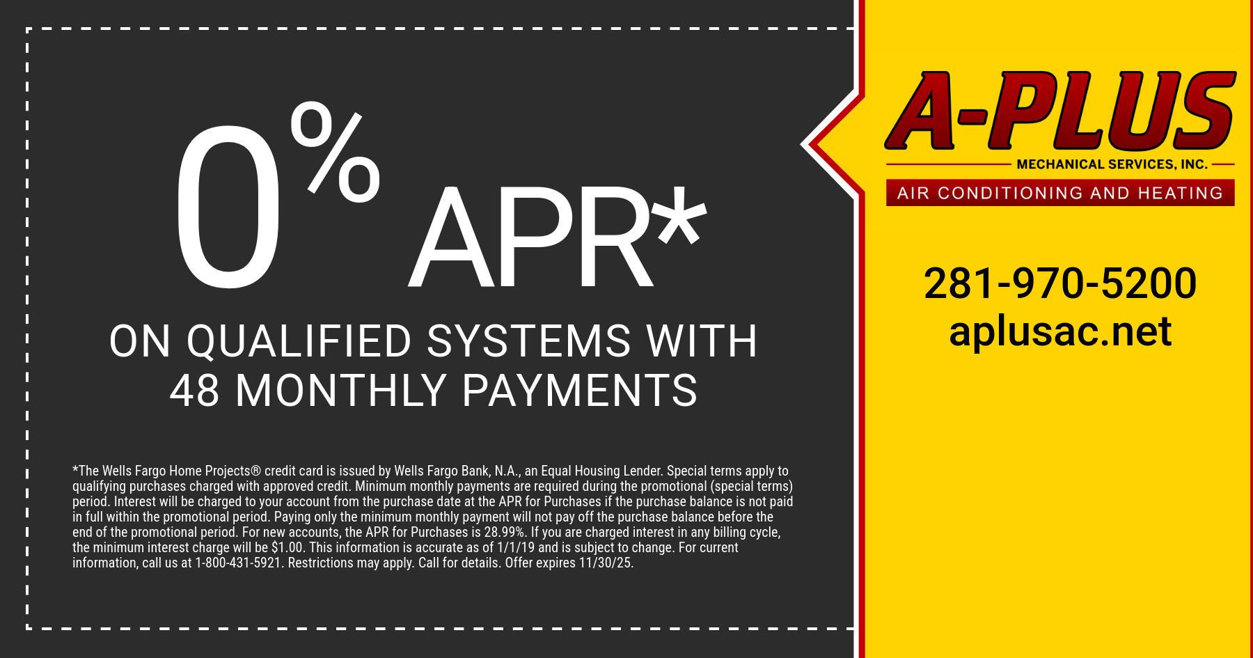 0% APR on qualified systems with 48 monthly payments